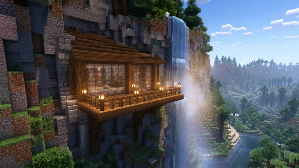 Cliffside Cabin with Cascading Waterfall