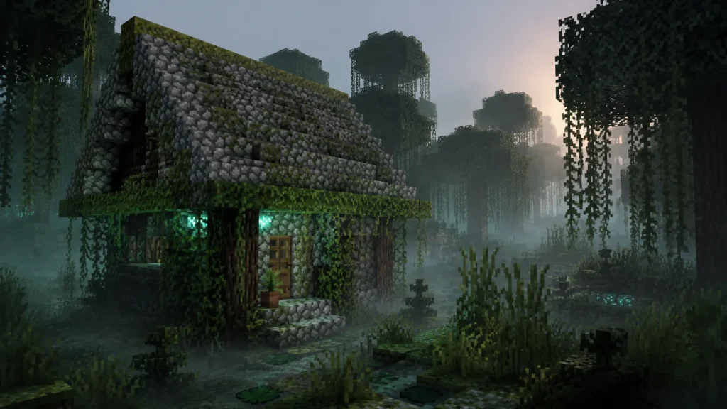 Mossy Cobblestone Overgrown Roof
