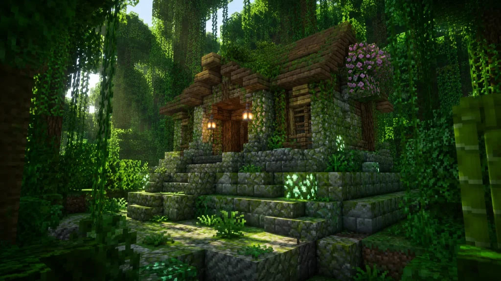 Overgrown Jungle Temple-Style Cabin