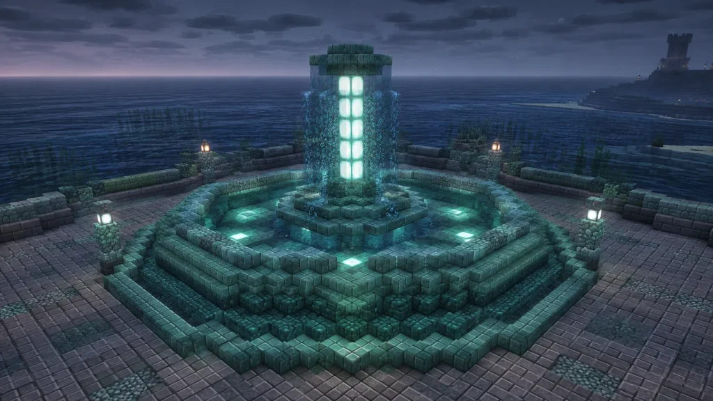 Prismarine Ocean Temple Fountain