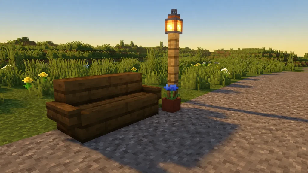 Roadside Bench with Lamp