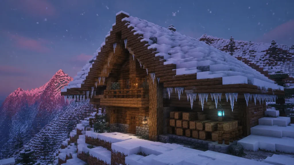 Snowy Alpine Chalet Roof
