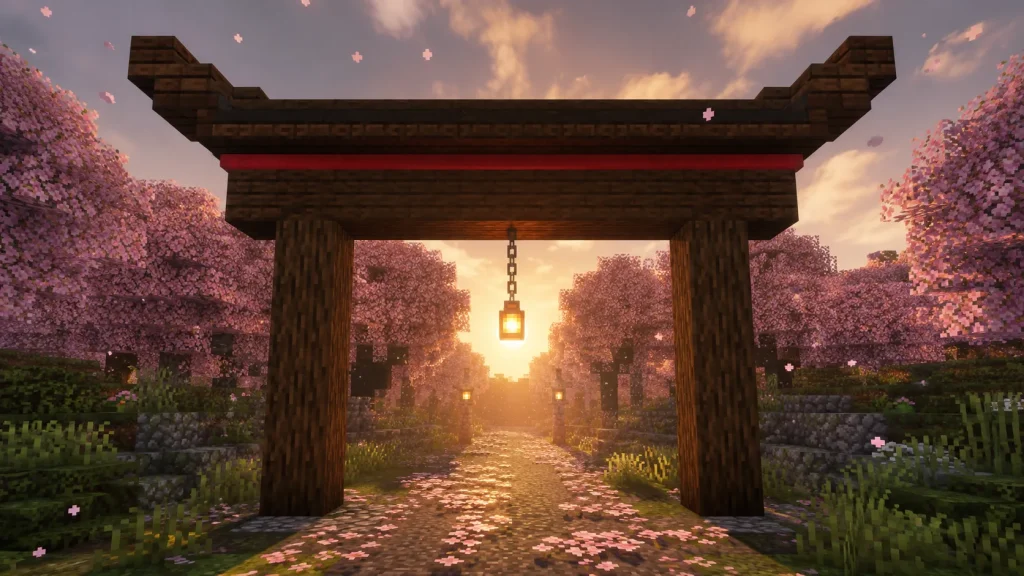 Torii-Framed Entry Roof