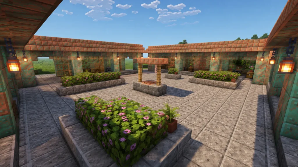 Weathered Copper Courtyard Base