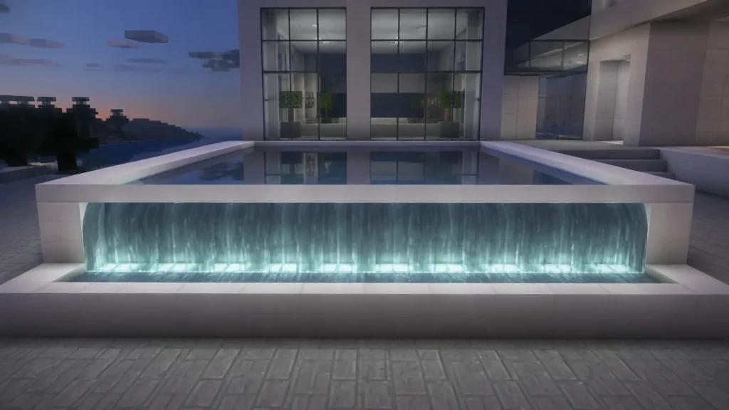 White Concrete Infinity Fountain